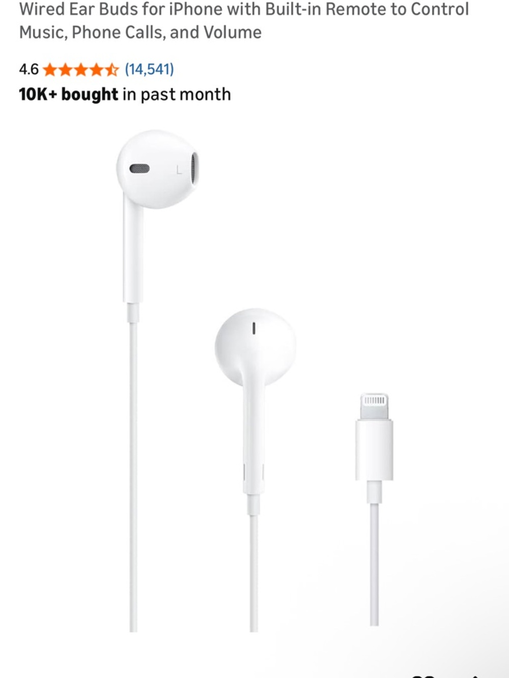 Apple White Wired Earbuds with Lightning Connector
